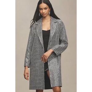 ANTHROPOLOGIE X MARE MARE‎ Black & White Tweed Sequin Open Front Coat Size Small